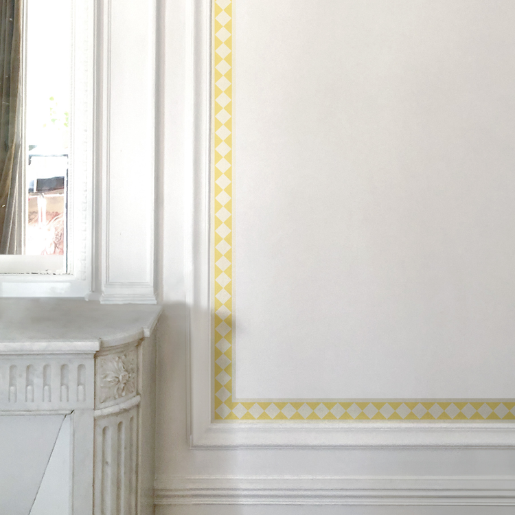 GALON ARLEQUIN losanges blancs sur fond jaune