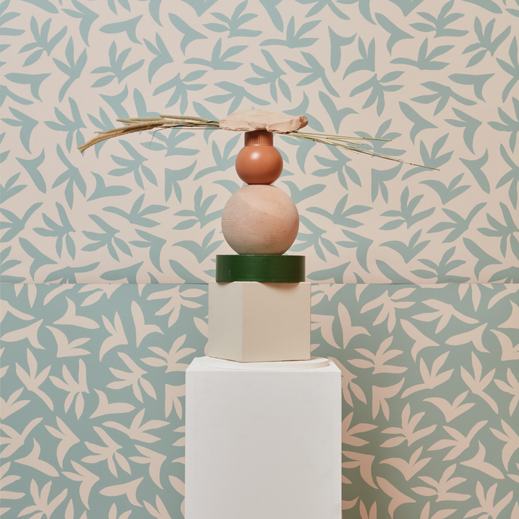 JARDIN D'HIVER crème sur vert d'eau