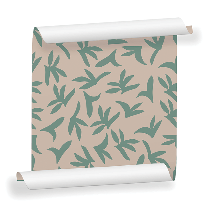 JARDIN D'HIVER vert d'eau sur crème