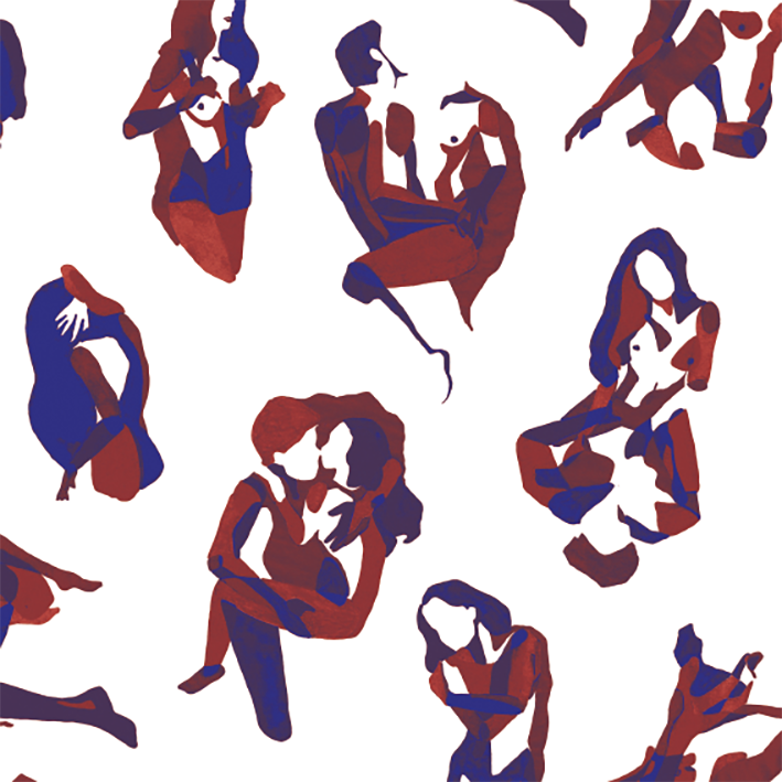 NINA bordeaux et bleu